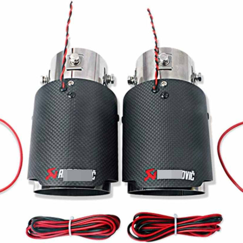 1pc RED Akrap Carbon Fiber Universal Glow In Tips LED Lamp Exhaust Tips Pipe Fit For Any Car(Size : 63-89)