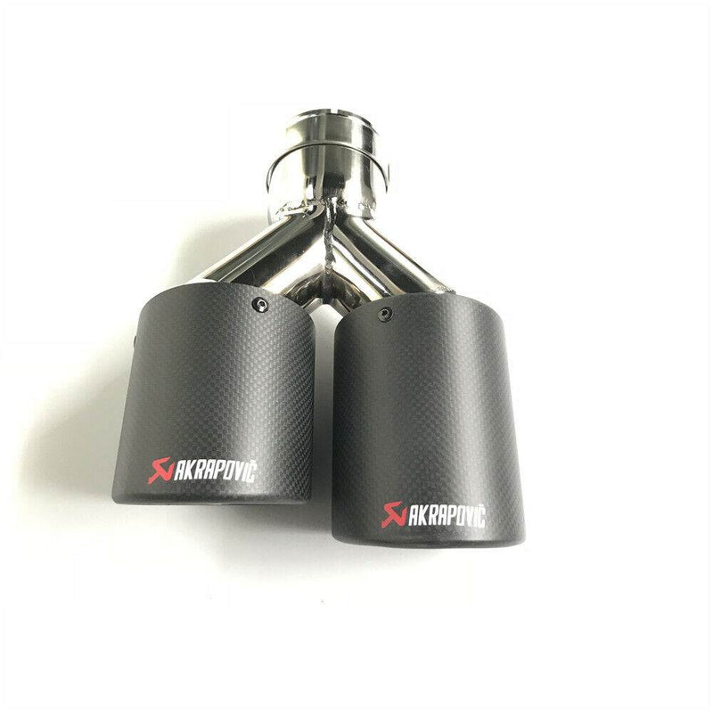 2pcs Inlet 63mm Outlet 89mm Akrapovic Carbon Fiber Exhaust Tip Dual Pipe