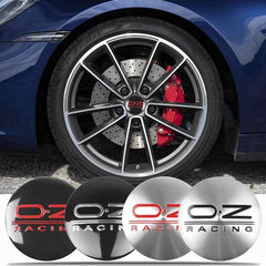 4pcs Red Black O.Z RACING Logo On Black Background Emblem Car Wheel Center Hub Caps Badge Sticker Decal 57mm