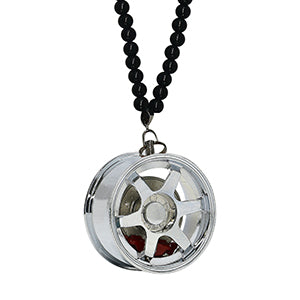 Six Spoke Silver Car Mirror Pendant Decoration Metal Wheel Hub Hanging Ornaments Auto Interior