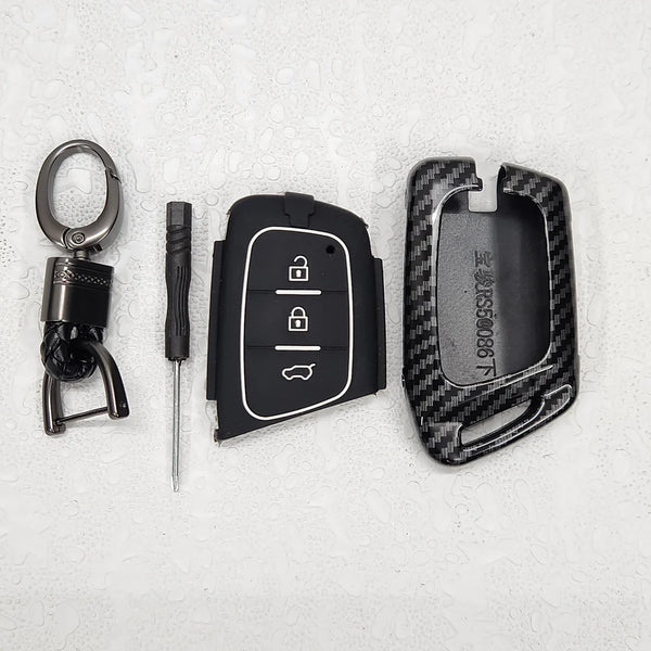 Car Carbon Black 3 Button Hard Shell Key Fob Cover for MG Hector 2020 Smart Key Fob
