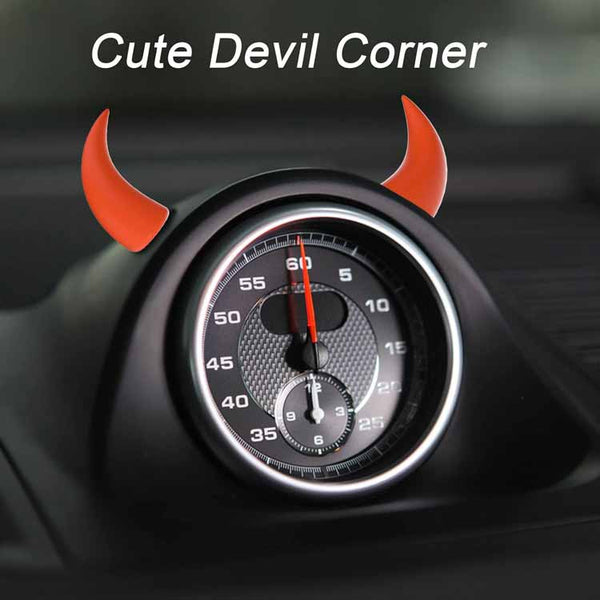 Car Red Devil Horns Decal, 2pcs Cute Car Horns Decoration Anti Collision 3D Console Self-Adhesive Stickers Car Interior Accessories