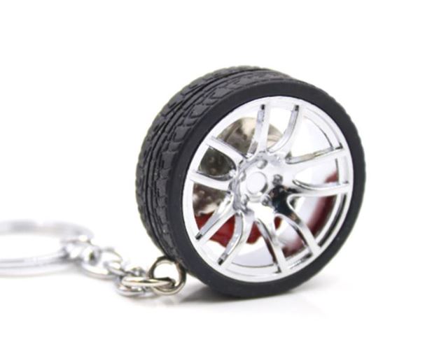Car Wheel Keychain With Disc Brakes Keyring Tire Tyre (Assorted Color & Shape)