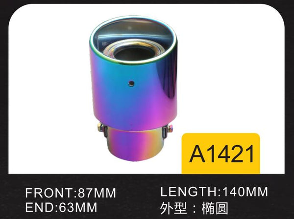 Oval Double Round Straight Chamilion Color Universal Stainless Steel Exhaust Tip Pipe Car Rear Exhaust Muffler Modification