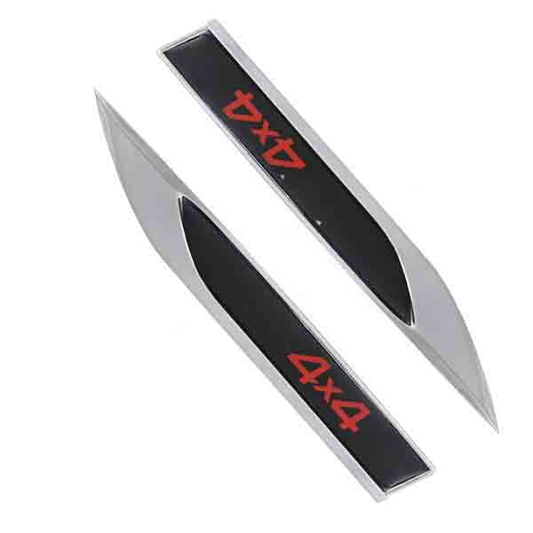 2Pcs Universal 4X4 Logo Car Metal Alloy Body Side Fender Knife Emblem Stickers