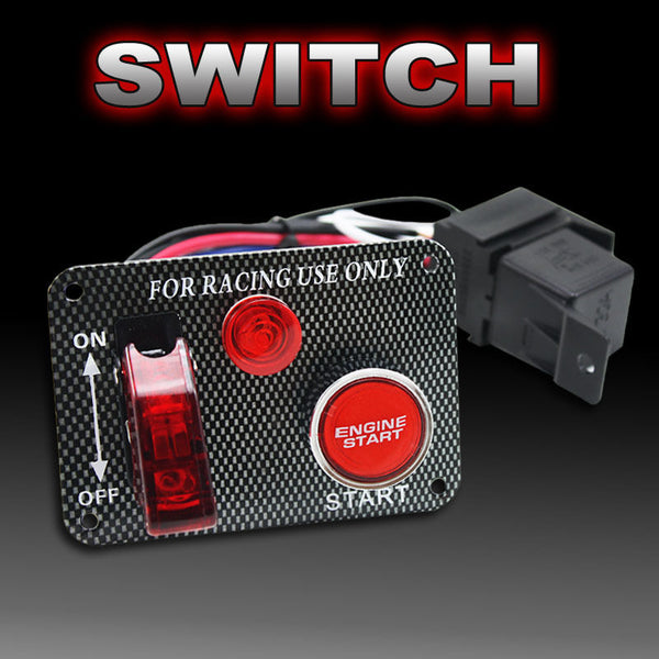 Carbon Fiber Ignition Switch Panel Toggle Engine Start Push Button Racing Car (Small)
