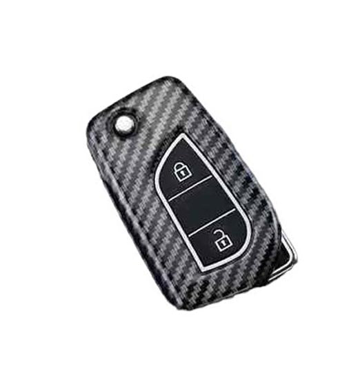 Toyota 2 Button Flip Key ABS+Silicone Car Key Cover Case With Keychain Suitable For Innova Crysta, Corolla Altis