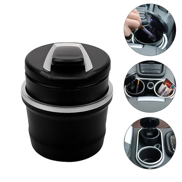 Portable Car Ashtray With Lid And Blue LED Light (1 Pc / With Color Box)