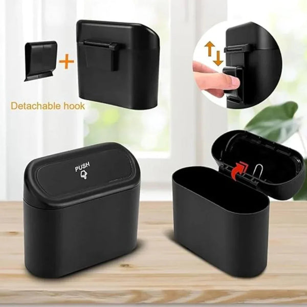 Mini Car Trash Can With Lid, Waterproof Car Trash Bin Storage Box (1 Pc)