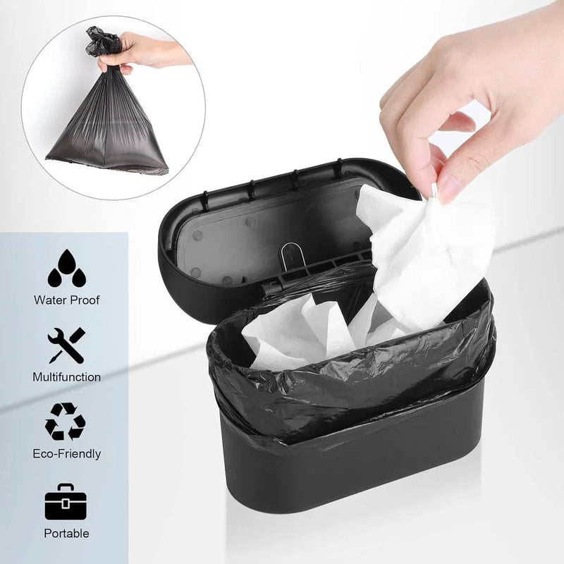 Mini Car Trash Can With Lid, Waterproof Car Trash Bin Storage Box (1 Pc)