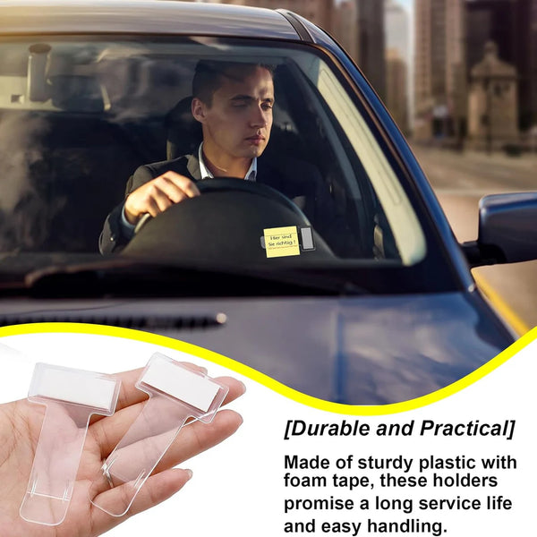 Windscreen Cardholder, Fastag Stand, Transparent Ticket Holder Car (2 Pc Set)