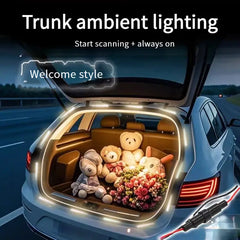 1pc Car New LED Multi-Color Trunk Atmosphere Light, With Scanning And Constant Light Mode, LED Sensor Light Strip