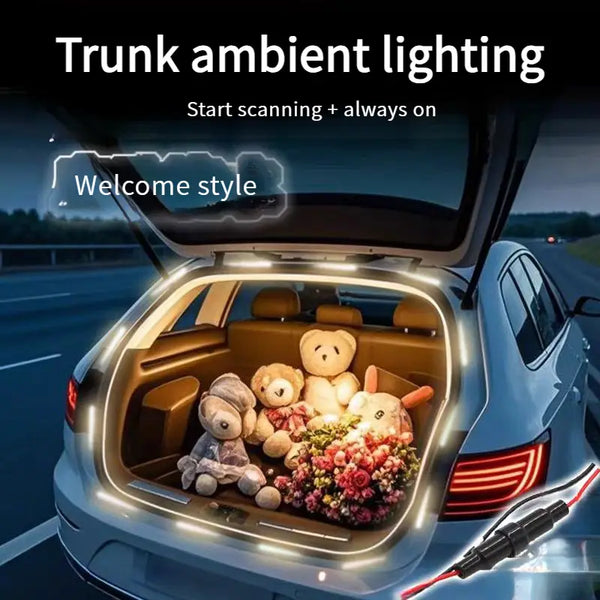1pc Car New LED Multi-Color Trunk Atmosphere Light, With Scanning And Constant Light Mode, LED Sensor Light Strip