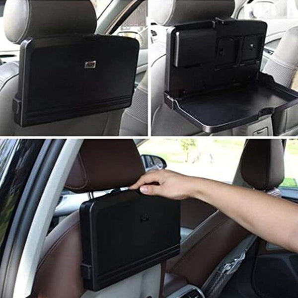 1 Pc Car Backseat Food Travel Dining Meal & Snaks Tray & Cup Holder for All Cars (Black)