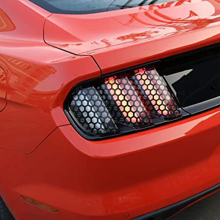 1 Set Car Rear Tail Light Lamp Stickers Honeycomb Type Decal Replacement Black for Ford Mustang 2015-2017