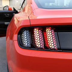 1 Set Car Rear Tail Light Lamp Stickers Honeycomb Type Decal Replacement Black for Ford Mustang 2015-2017