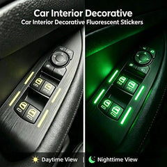 2 Pcs Control Switch Outer Door Handle Button Panel Night Safety Luminous Decals Glow In Dark Stickers For Car Window Door (Green)