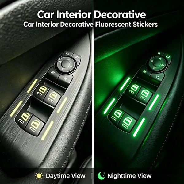 2 Pcs Control Switch Outer Door Handle Button Panel Night Safety Luminous Decals Glow In Dark Stickers For Car Window Door (Green)