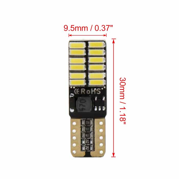 10 Pcs Canbus White T10 W5W 24 4014-Surface Mount Device-LED Car Light Bulbs Wedge Lamp 2825 194