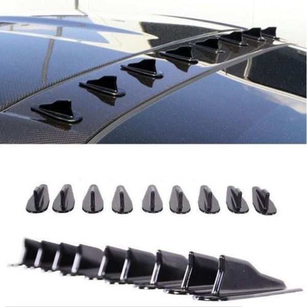 10pcs Black Universal Vortex Generators Style Auto Roof Adhesive Shark Fin Decoration for Any Cars