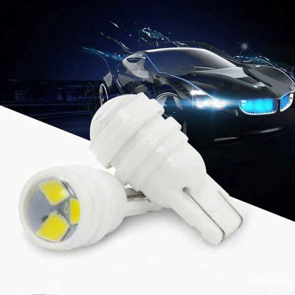 10Pcs New Ceramics T10 W5W LED Bulbs Wedge Parking Bulbs Car Dome Reading Lamps WY5W 168 501 2825 Auto Turn Side Light White