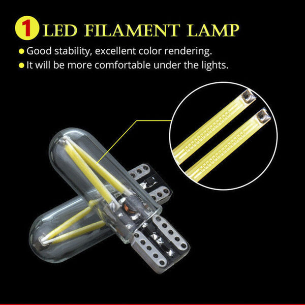 10pcs T10 White Glass 194 168 W5W COB LED Car CANBUS Glass License Plate Light Bulb White