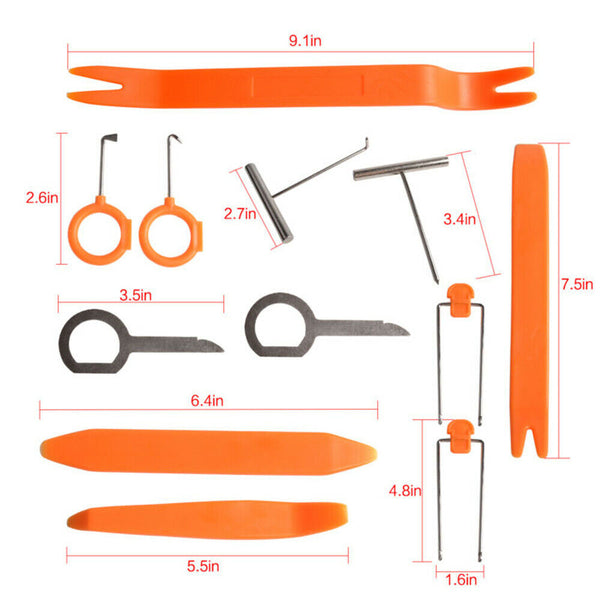 12Pcs Car Audio Door Clip Panel Trim Dashboard Kit Radio CD Removal Pry Tool Set
