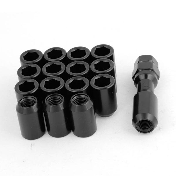 16 Pcs M12 x 1.25 Black Metal Hex Locking Lug Nuts Screw Anti-theft for Vehicles Car