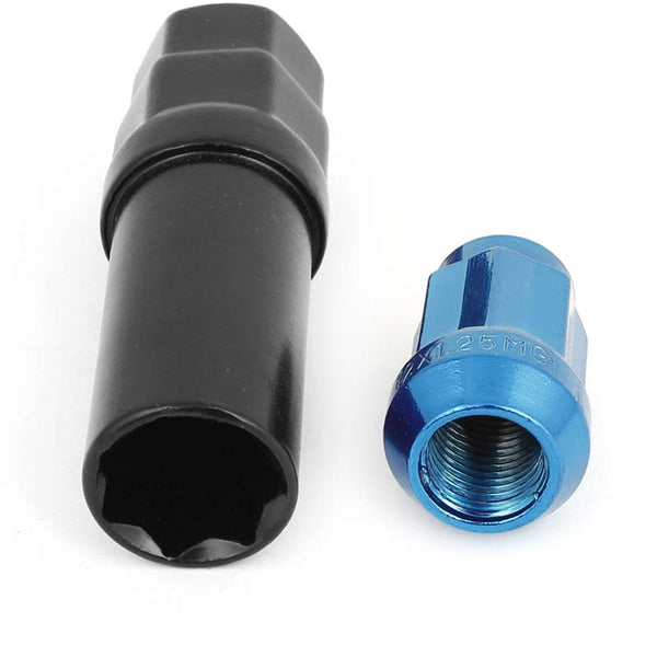 20 Pcs M12x1.5mm Blue Security Locking Heptagon Closed Ended Lug Nuts for Car