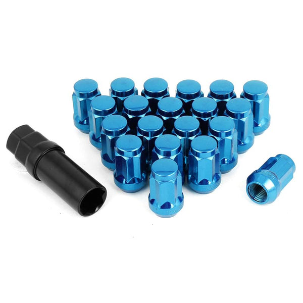 20 Pcs M12x1.5mm Blue Security Locking Heptagon Closed Ended Lug Nuts for Car