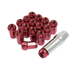 16 Pcs M12x1.5mm Red Security Locking Heptagon Closed Ended Lug Nuts for Car