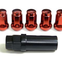16 Pcs M12x1.5mm Red Security Locking Heptagon Closed Ended Lug Nuts for Car