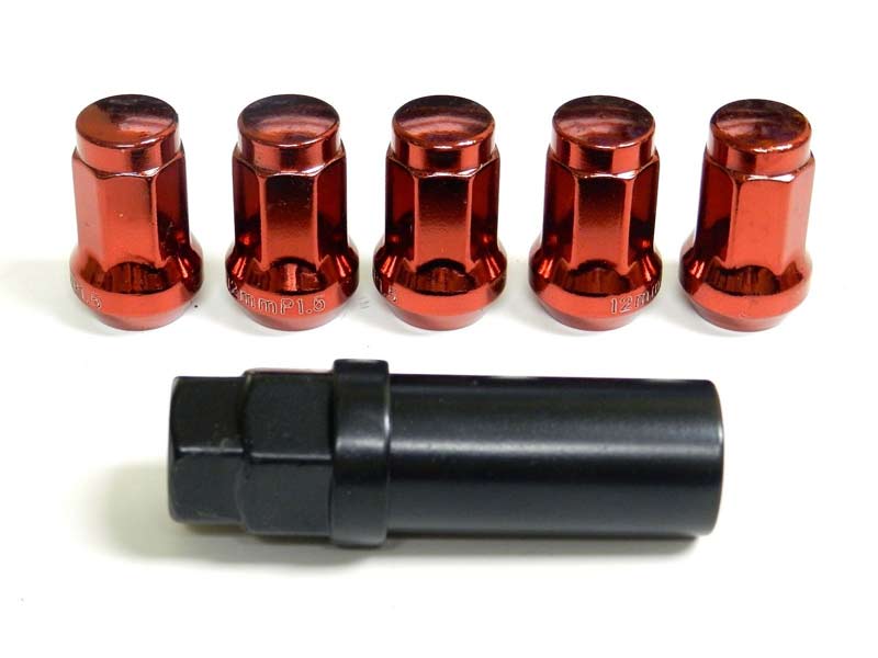 20 Pcs M12x1.5mm Red Security Locking Heptagon Closed Ended Lug Nuts for Car