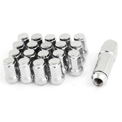 16 Pcs M12x1.5mm Chrome Silver Security Locking Heptagon Closed Ended Lug Nuts for Car