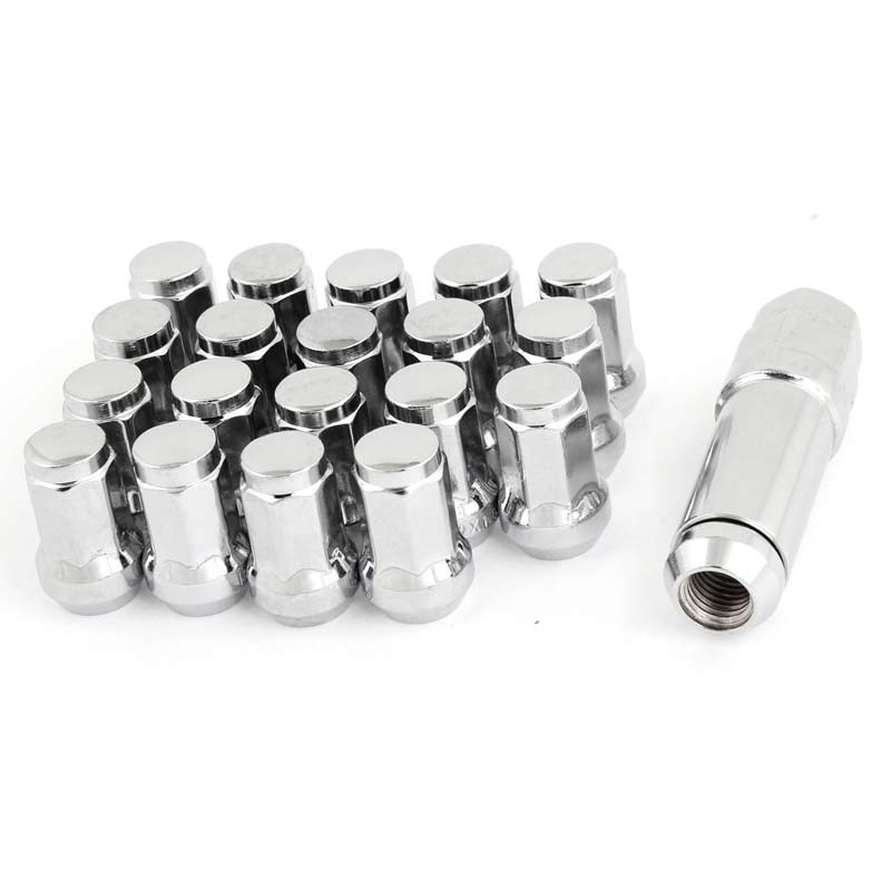 16 Pcs M12x1.5mm Chrome Silver Security Locking Heptagon Closed Ended Lug Nuts for Car