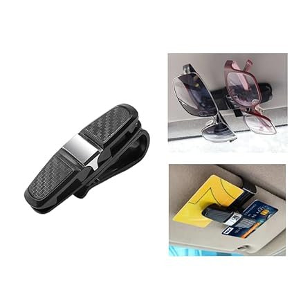 Car Sunglasses Holder Clip 180° Rotatable Visor Mount With Card Slot