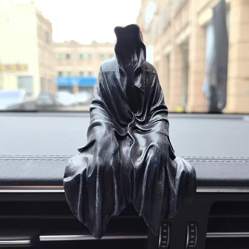 Grim Reaper Rocking Chair Figurine Cute Gothic Mini Statue For Car Dashboard Bookshelf, Desk & Home Decor Funny Resin Shelf Sitter Gothic Decoration