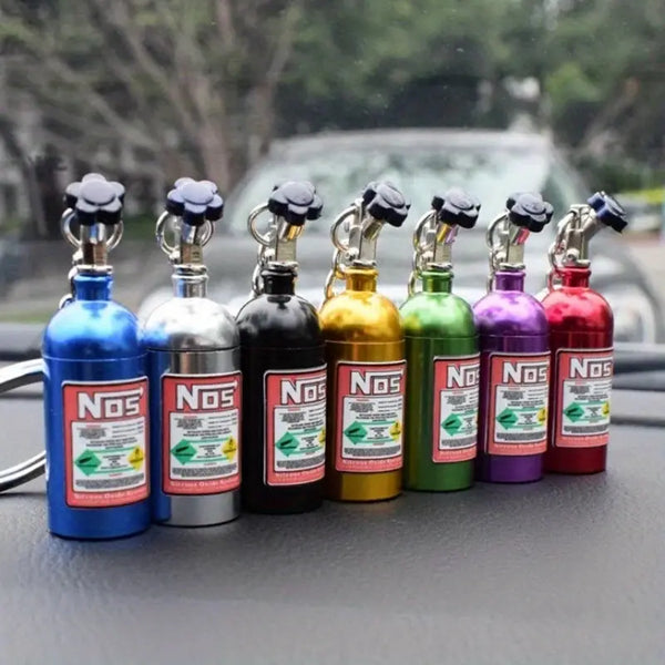 Car and Bike Racing Metal N0S Mini Nitrous Oxide Bottle Metal Stash Pill Box Storage Turbo Keychain