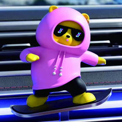 1 Pc Mix Color Skateboard Racing Bear Car Interior Dashboard Decoration Dynamic Ornament