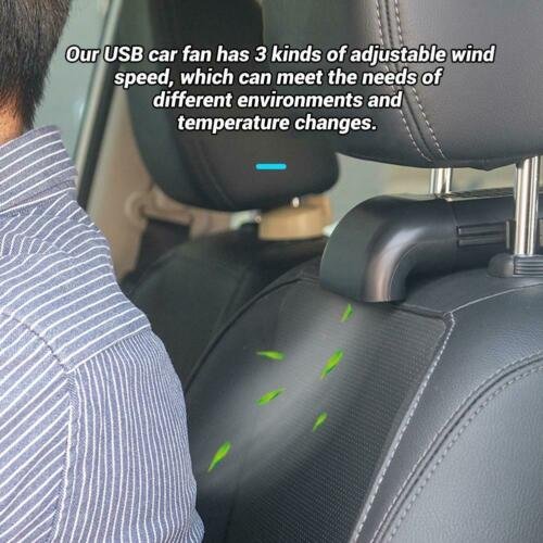 Mini USB Car Seat Back Fan Portable Vehicle 3-Speed Cooling Cooler Headrest Fan