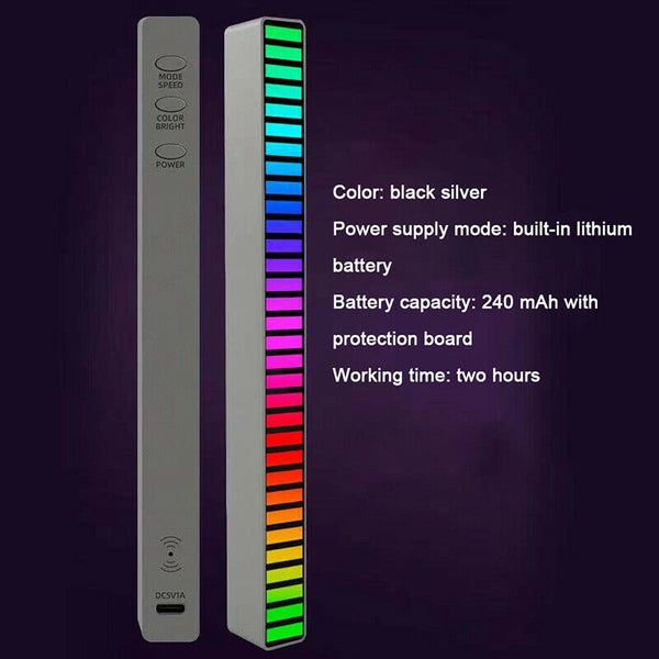 1pc 32 LED RGB Car Voice Activated Pickup Music Rhythm Light Atmosphere Light Party