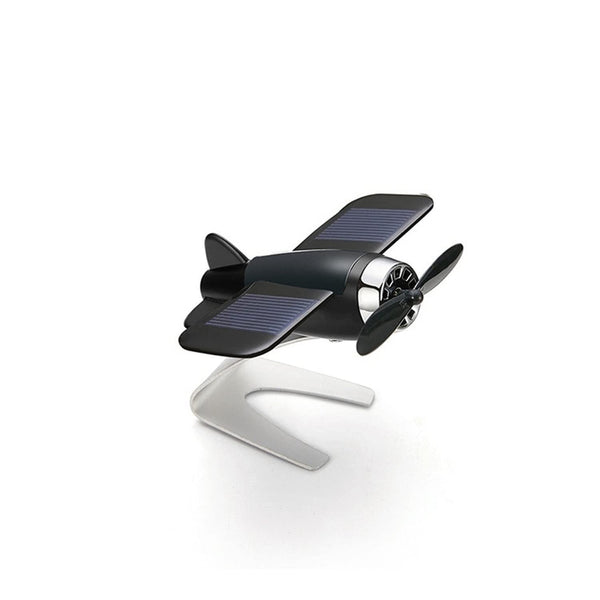 1pc Aircraft Solar Car Air Freshener Aromatherapy Car Interior Decoration Accessories Perfume Diffuser (Black)