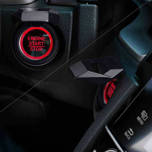 1pc Black Car Aluminum Engine Start Stop Engine Push Button Protection Cover Trim Sticker