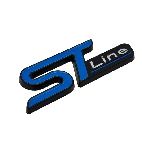 1pc Blue ST White Line 3D Metal Emblem Badge Stickers For Car Truck Bike
