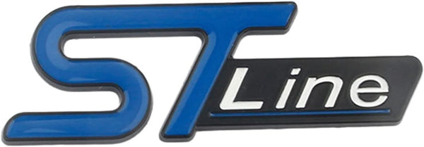 1pc Blue ST White Line 3D Metal Emblem Badge Stickers For Car Truck Bike