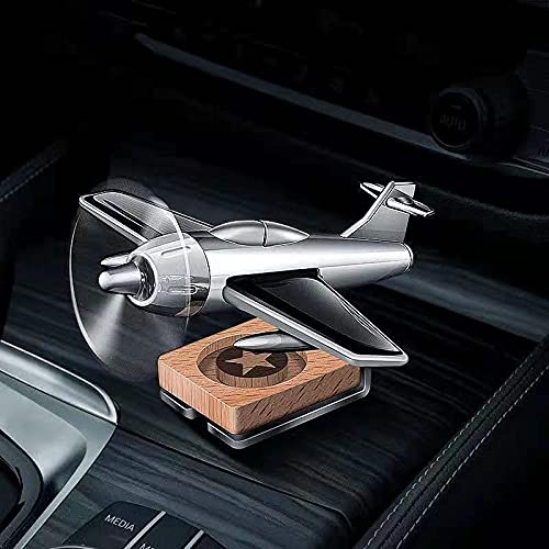 1pc Fighter Plane Solar Air Fragrance Car Perfume Auto Rotation Fan With Solar Powered With Organic Fragrance Air Fresheners Perfume Diffuser (Silver_Black, Random)