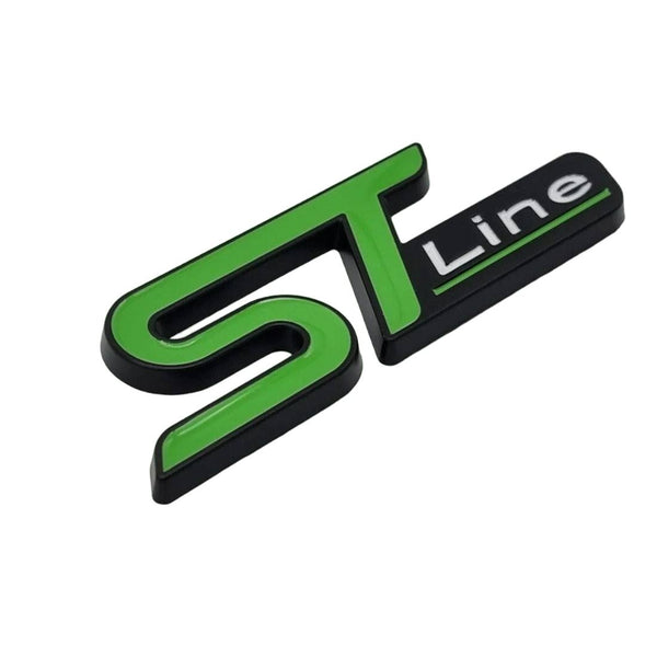 1pc Green ST White Line 3D Metal Emblem Badge Stickers For Car Truck Bike