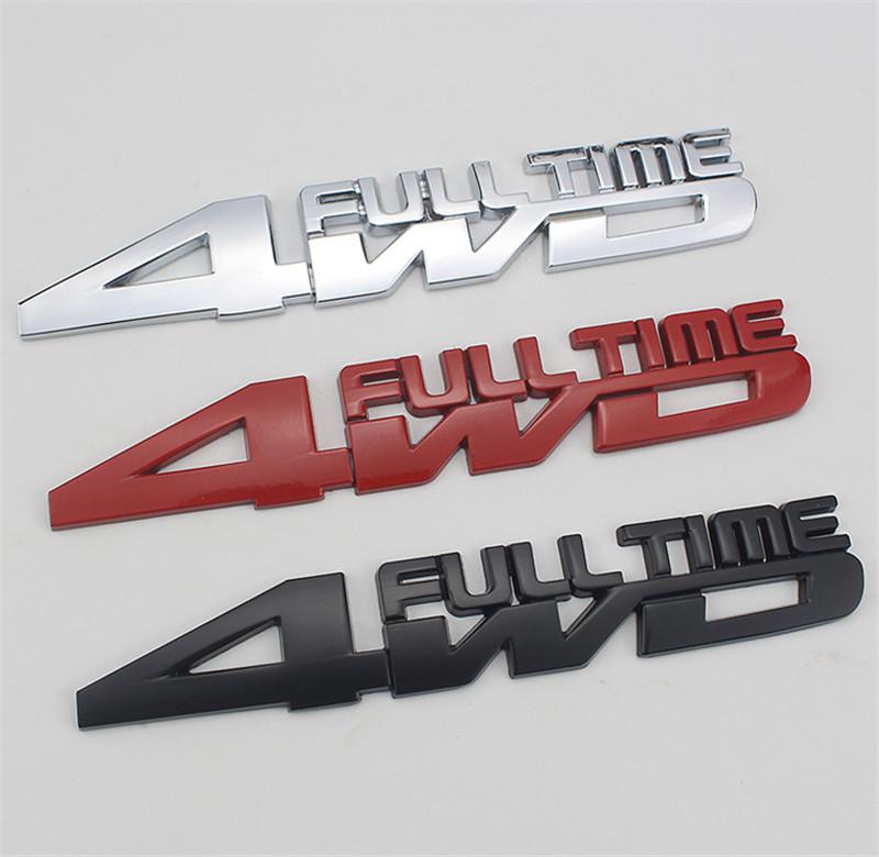 1pc RED 4WD Full Time Jeep Off Road Mania Badge Emblem Metal Alloy Decal Sticker Logo
