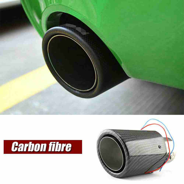 1pc Red 63mm Inlet Car Muffler Exhaust Tip Tail Pipe Light LED Carbon Fiber Accessories