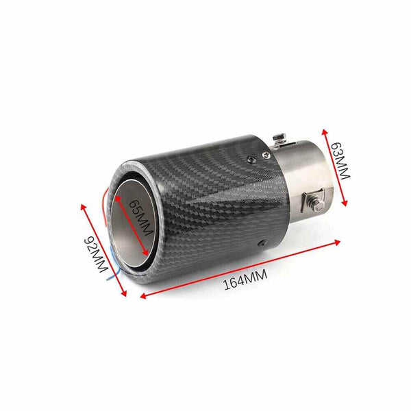 1pc Red 63mm Inlet Car Muffler Exhaust Tip Tail Pipe Light LED Carbon Fiber Accessories